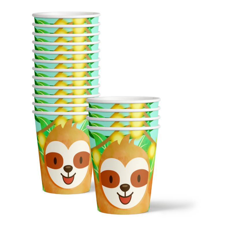 Sloth Boy Birthday Party Tableware Kit For 16 Guests