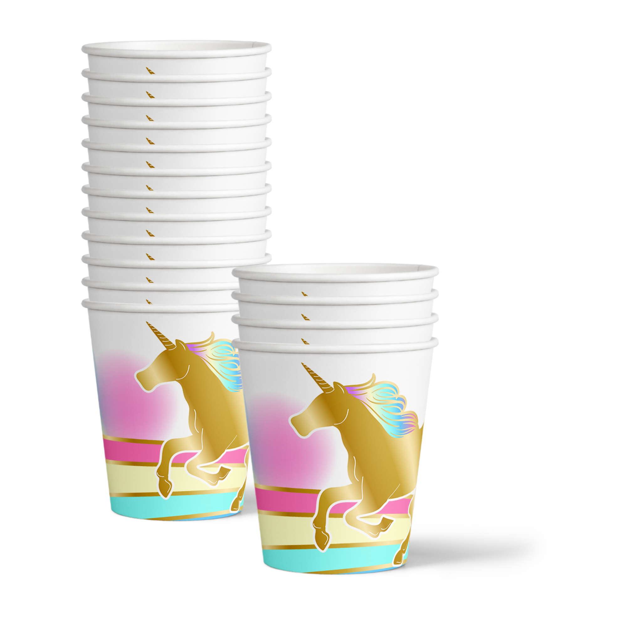 Unicorn Gold Birthday Party Tableware Kit For 16 Guests - BirthdayGalore.com