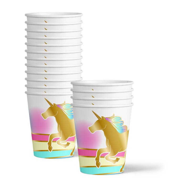 Unicorn Gold Birthday Party Tableware Kit For 16 Guests - BirthdayGalore.com