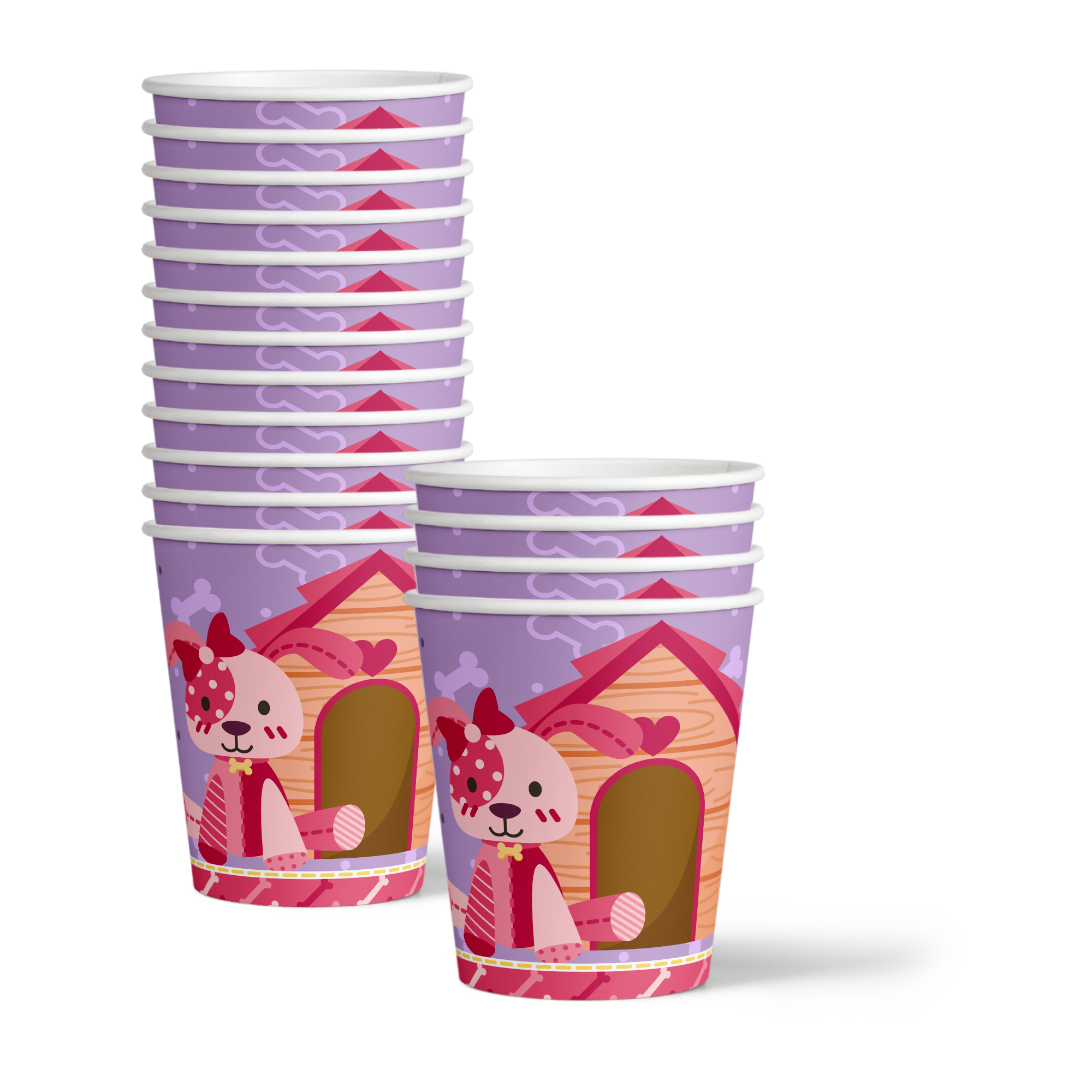 Pink Girl Puppy Dog Birthday Party Tableware Kit For 16 Guests - BirthdayGalore.com