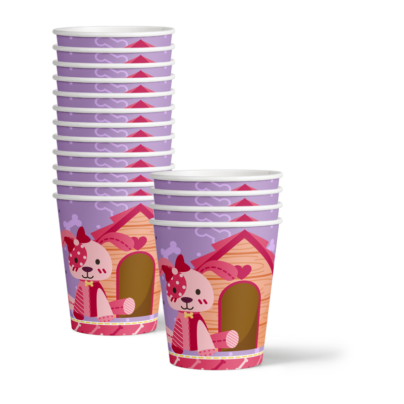 Pink Girl Puppy Dog Birthday Party Tableware Kit For 16 Guests - BirthdayGalore.com