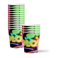 Glow Light Neon Birthday Party Tableware Kit For 16 Guests - BirthdayGalore.com