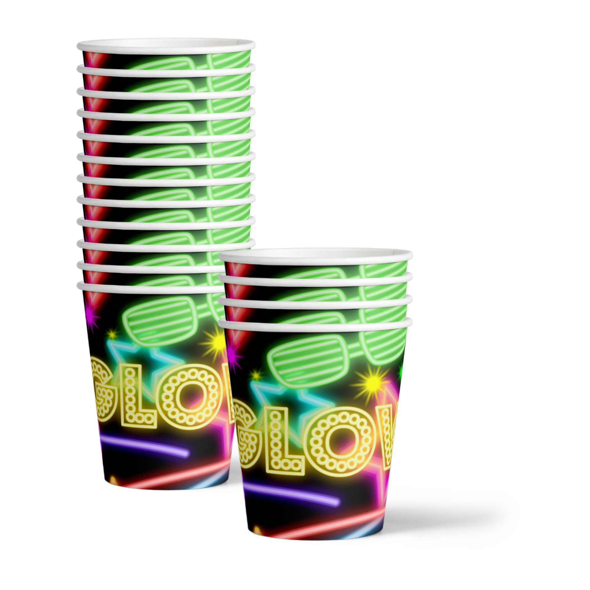 Glow Light Neon Birthday Party Tableware Kit For 16 Guests - BirthdayGalore.com