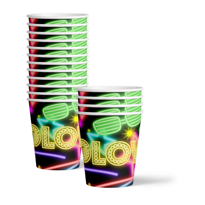 Glow Light Neon Birthday Party Tableware Kit For 16 Guests - BirthdayGalore.com