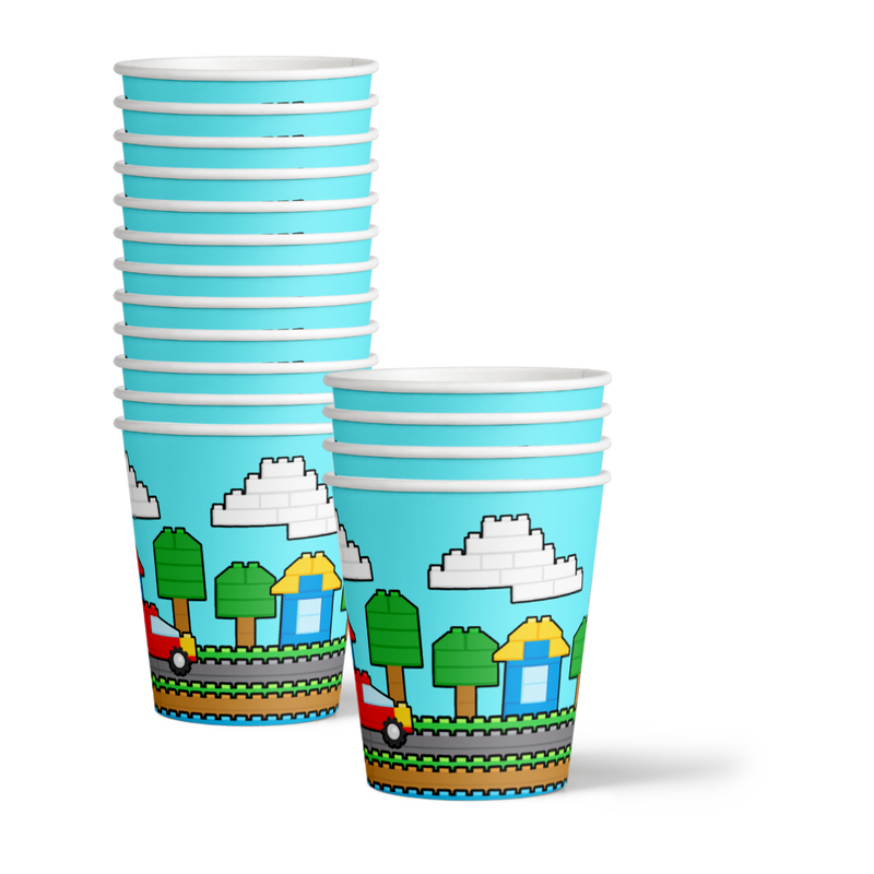 Building Blocks City Birthday Party Tableware Kit For 16 Guests