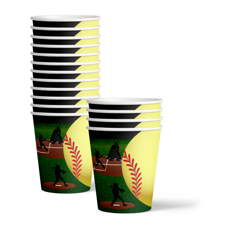Softball Birthday Party Tableware Kit For 16 Guests - BirthdayGalore.com