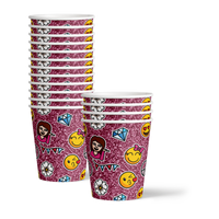 Girl Pink Glitter Emoji Birthday Party Tableware Kit For 16 Guests - BirthdayGalore.com
