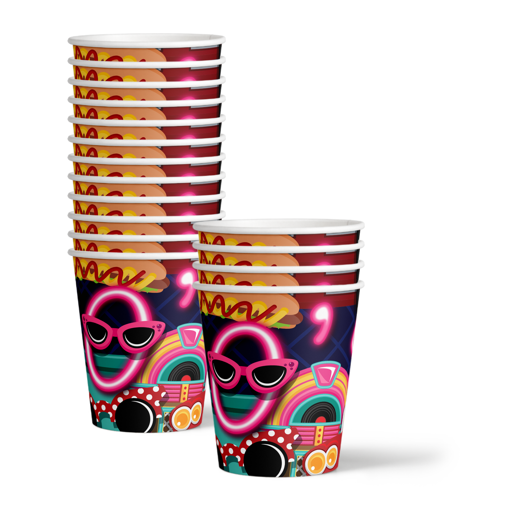 50's Party Tableware Kit For 16 Guests - BirthdayGalore.com