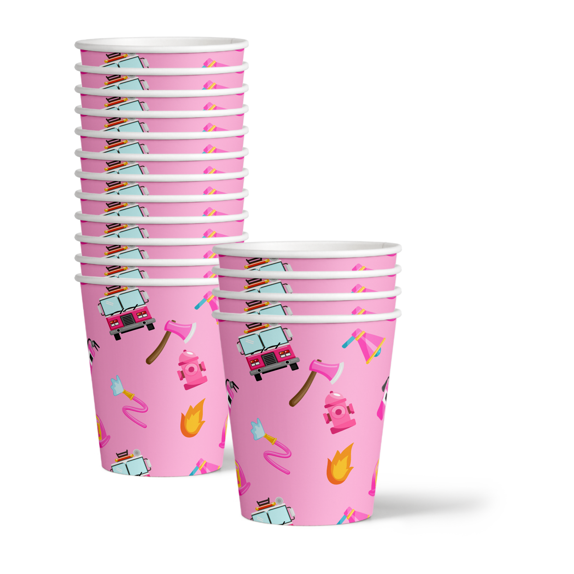 Fire Truck Girl Birthday Party Tableware Kit For 16 Guests - BirthdayGalore.com