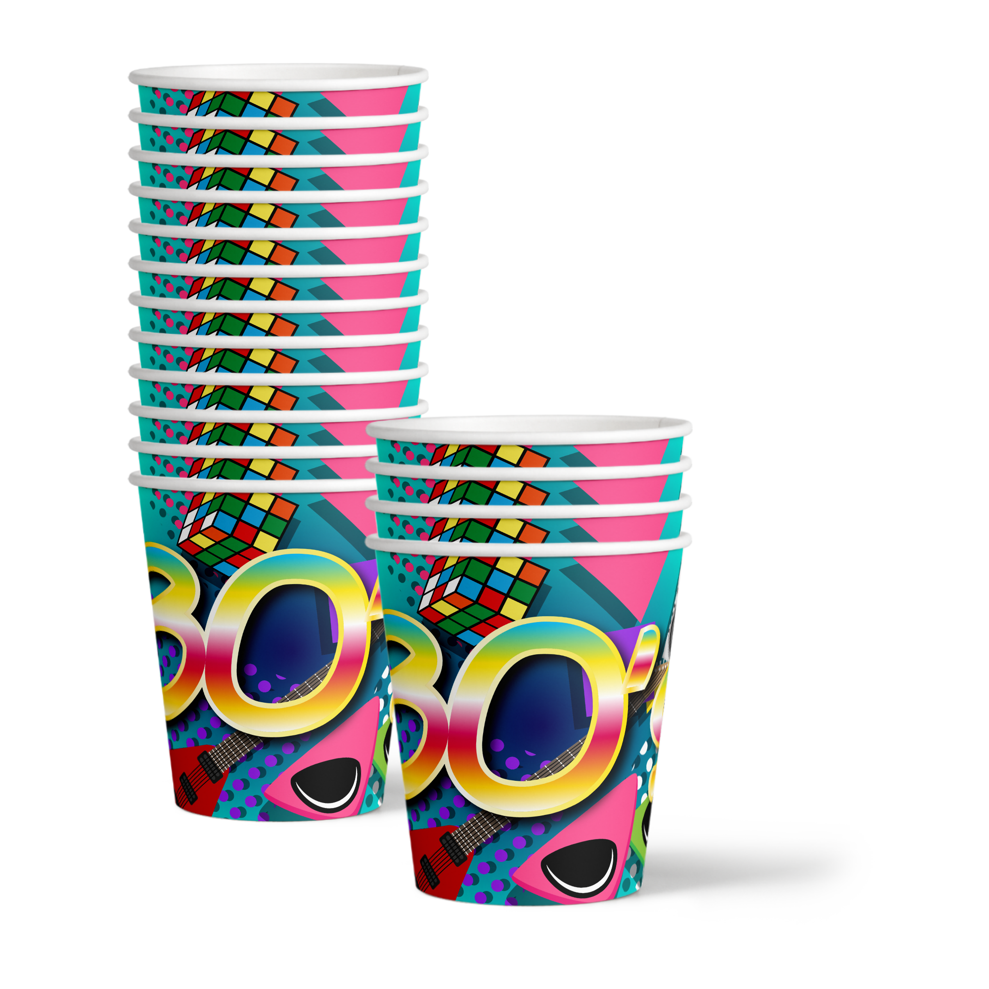 80's Party Tableware Kit For 16 Guests - BirthdayGalore.com