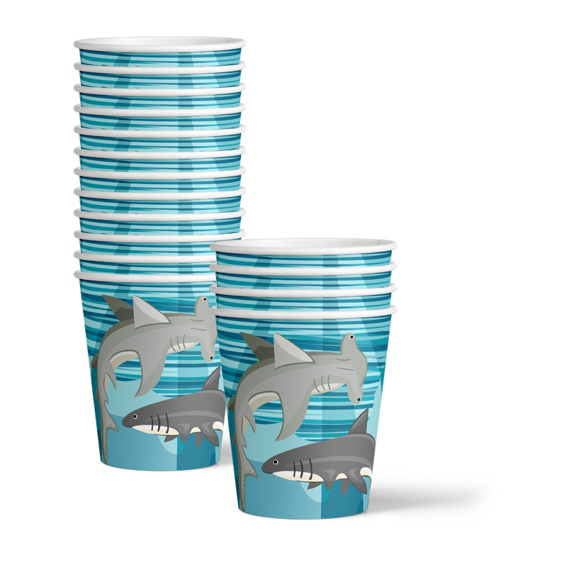 Shark Birthday Party Tableware Kit For 16 Guests - BirthdayGalore.com