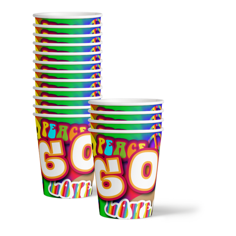 60's Birthday Party Tableware Kit For 16 Guests