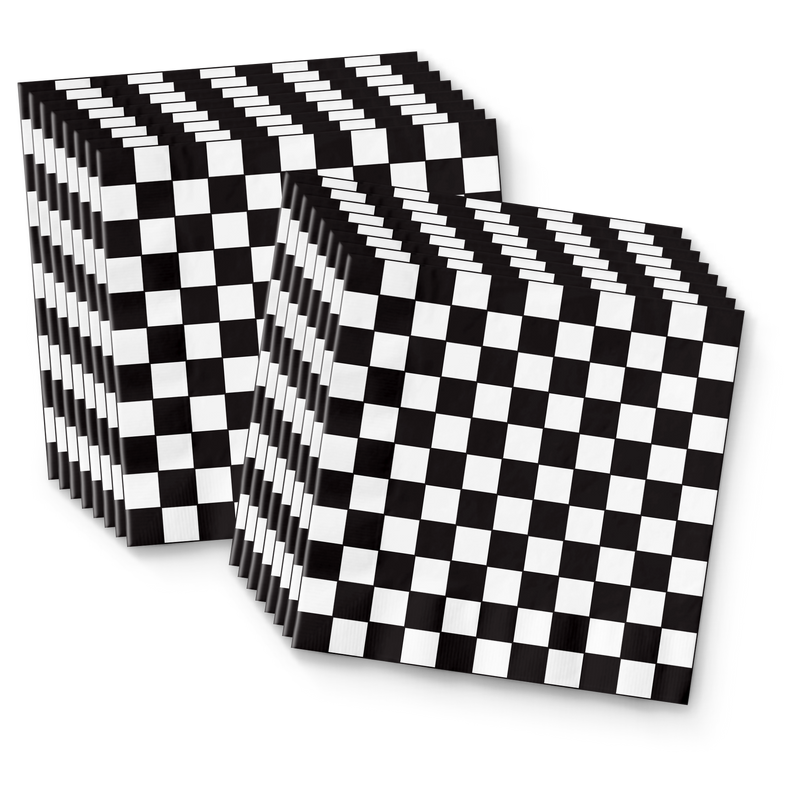 Checkered Flag Birthday Party Tableware Kit For 16 Guests - BirthdayGalore.com