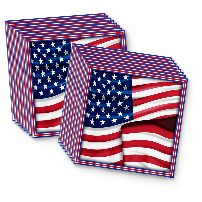 American Flag Patriotic Party Tableware Kit For 16 Guests