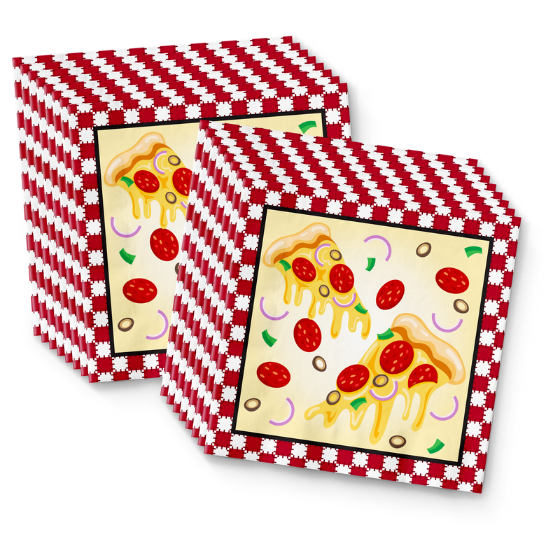 Pizza Birthday Party Tableware Kit For 16 Guests - BirthdayGalore.com