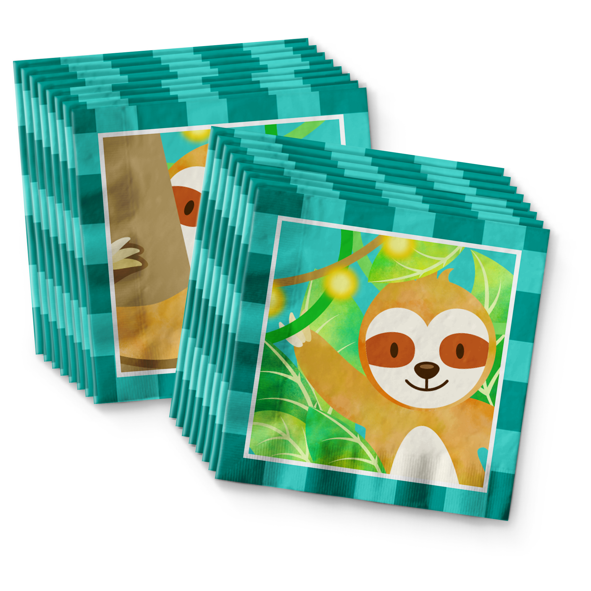 Sloth Boy Birthday Party Tableware Kit For 16 Guests