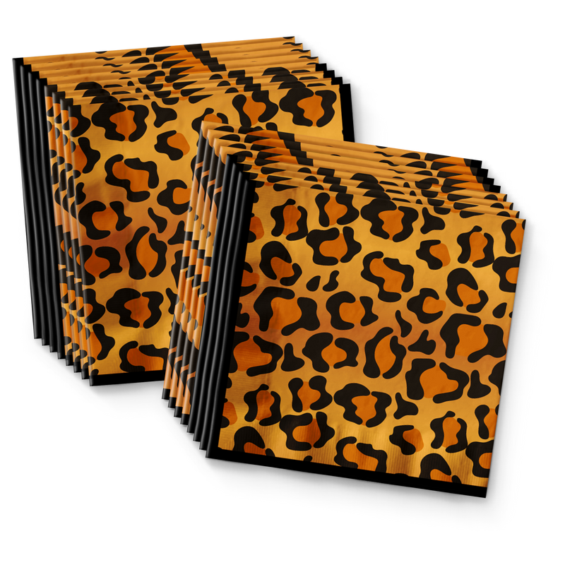 Leopard Print Birthday Party Tableware Kit For 16 Guests