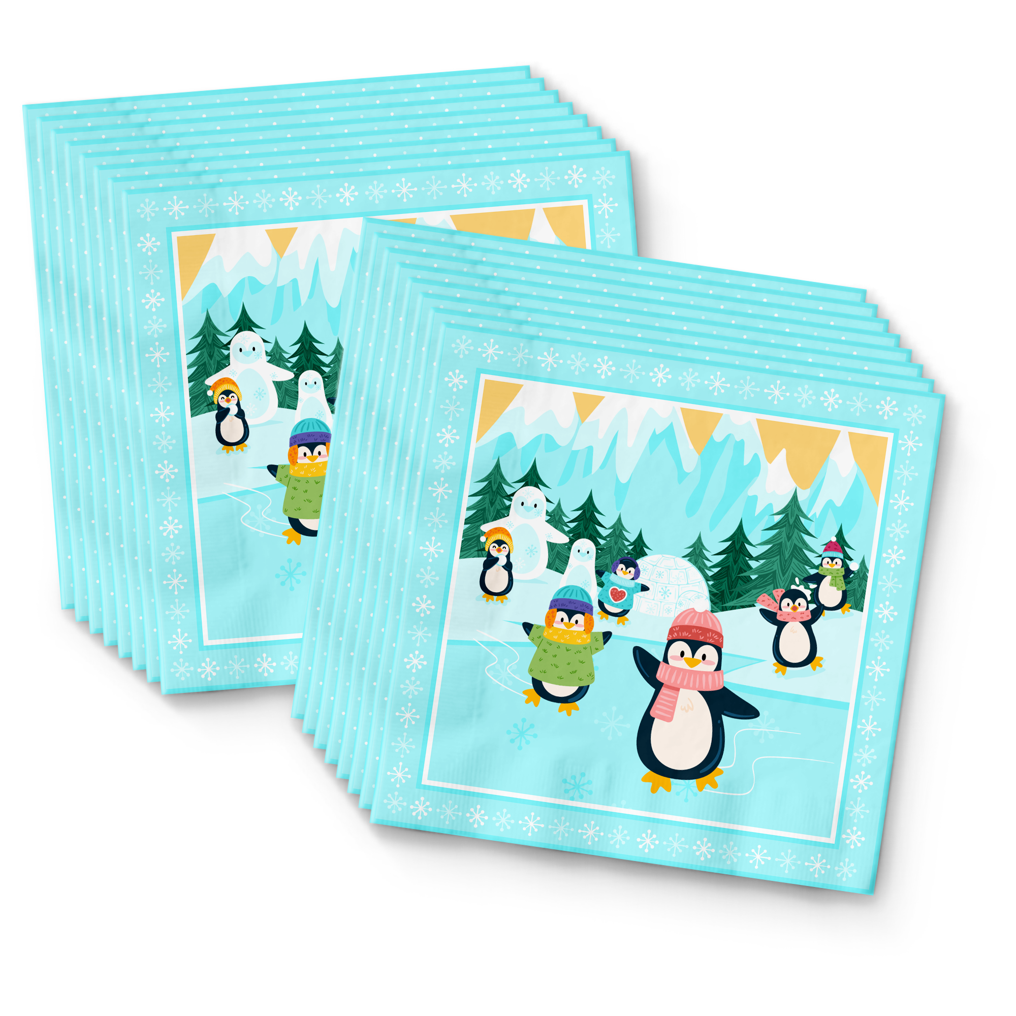 Penguins Birthday Party Tableware Kit For 16 Guests - BirthdayGalore.com