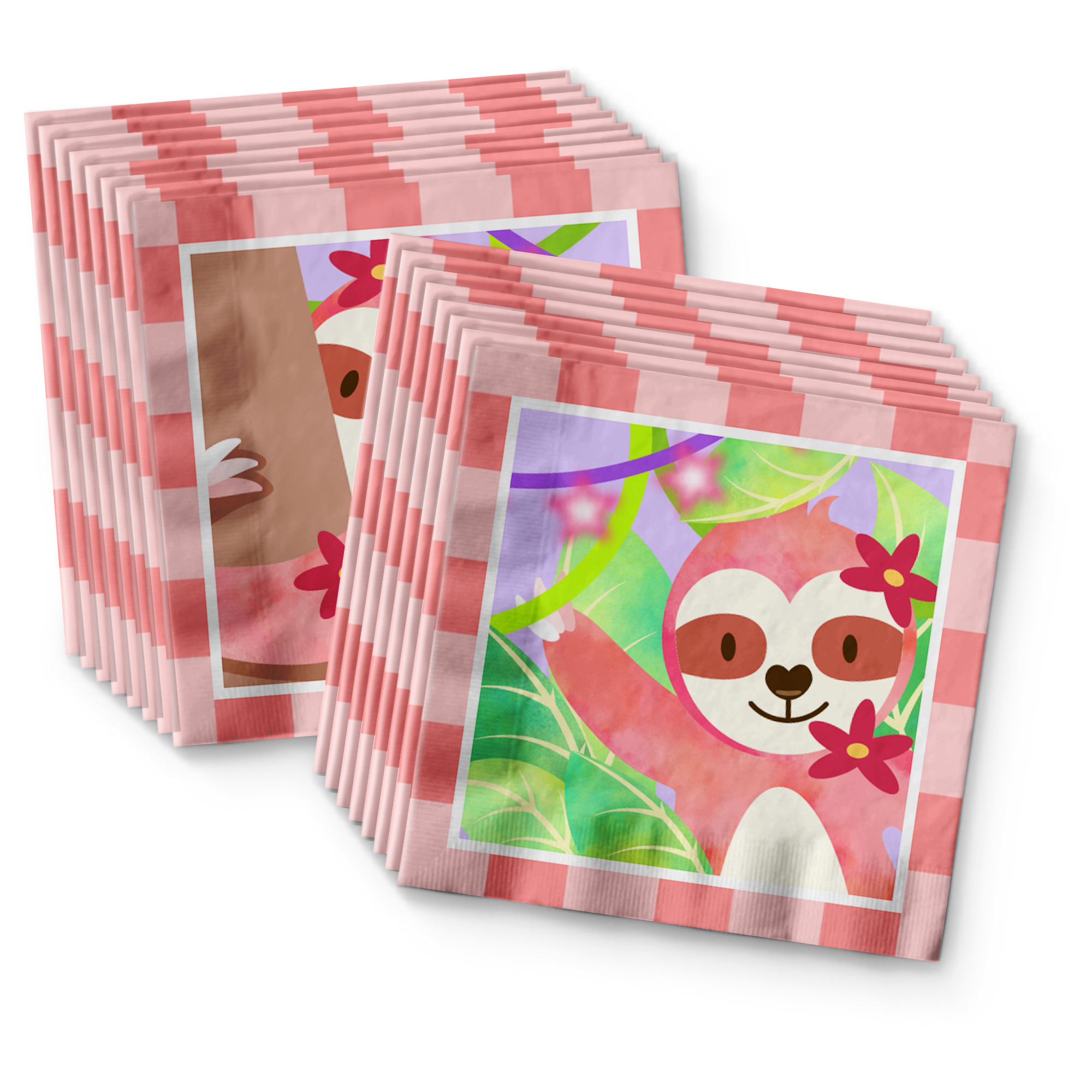 Sloth Girl Birthday Party Tableware Kit For 16 Guests