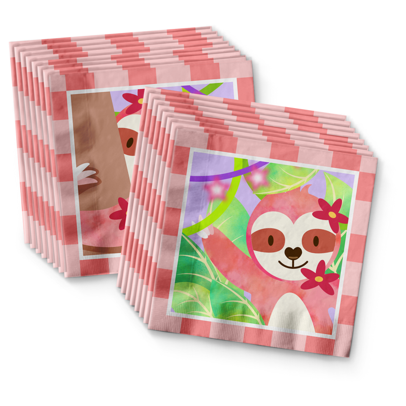 Sloth Girl Birthday Party Tableware Kit For 16 Guests