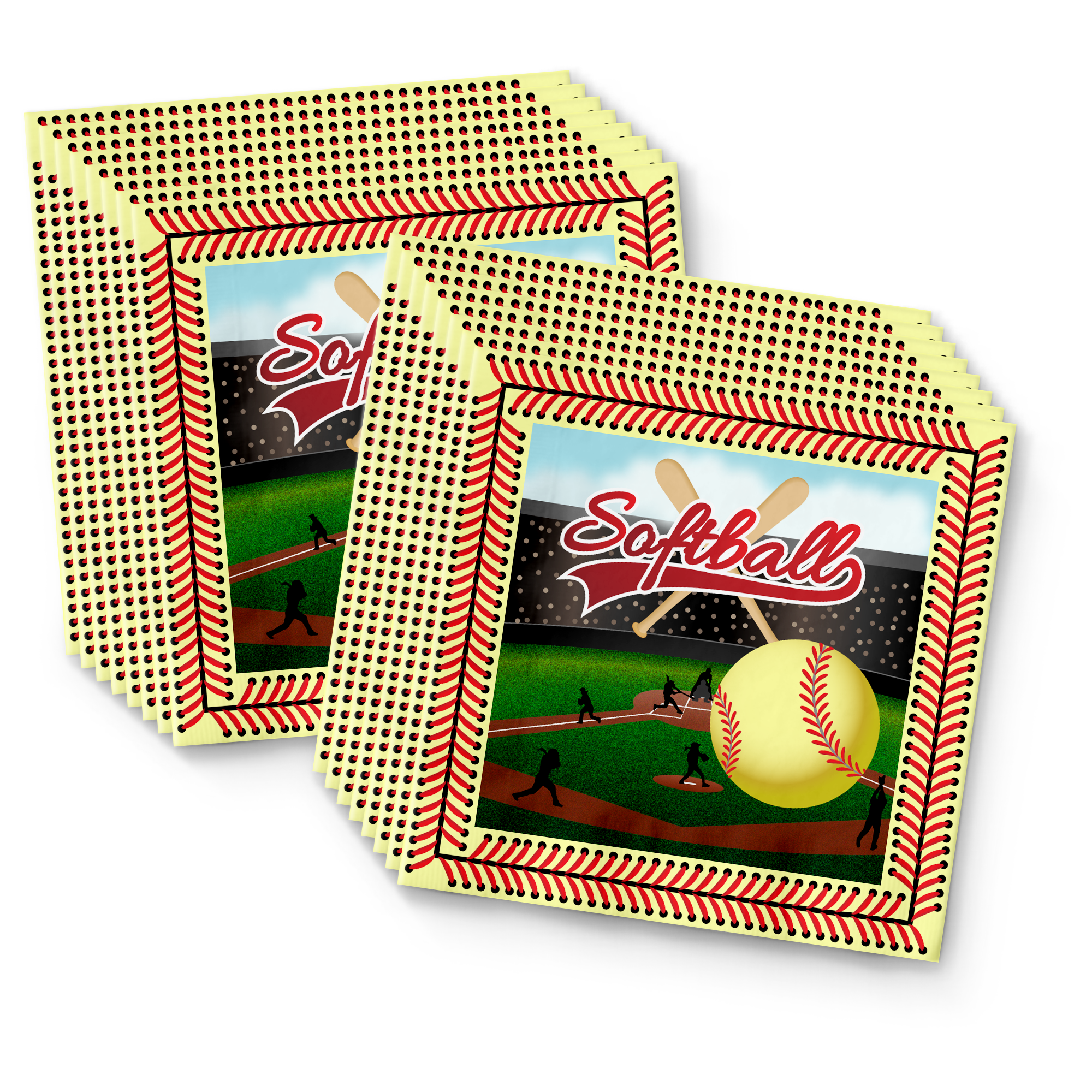 Softball Birthday Party Tableware Kit For 16 Guests - BirthdayGalore.com