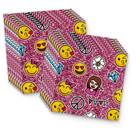 Girl Pink Glitter Emoji Birthday Party Tableware Kit For 16 Guests - BirthdayGalore.com