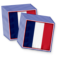 French Flag Birthday Party Tableware Kit For 16 Guests - BirthdayGalore.com