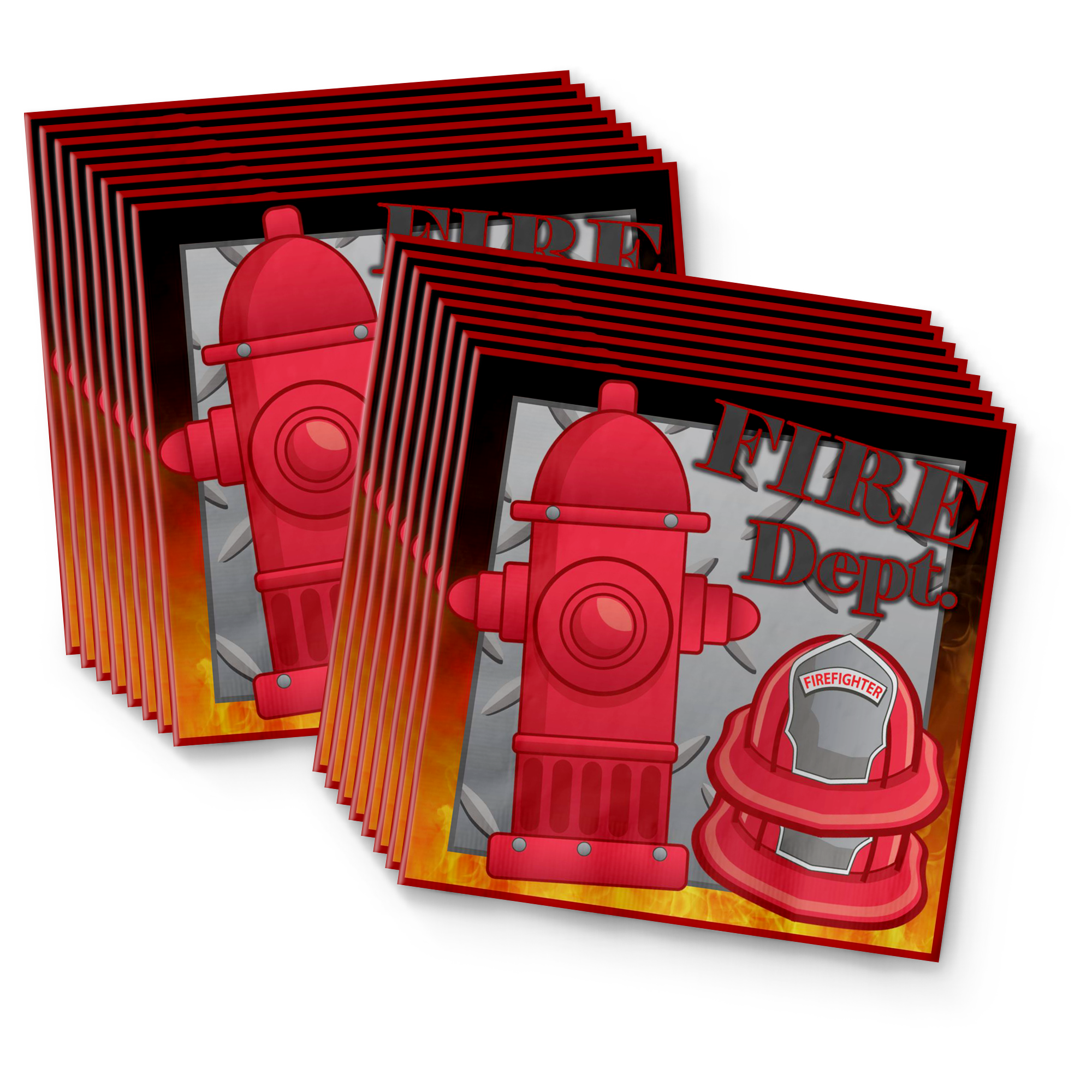 Fire Fighter Birthday Party Tableware Kit For 16 Guests - BirthdayGalore.com