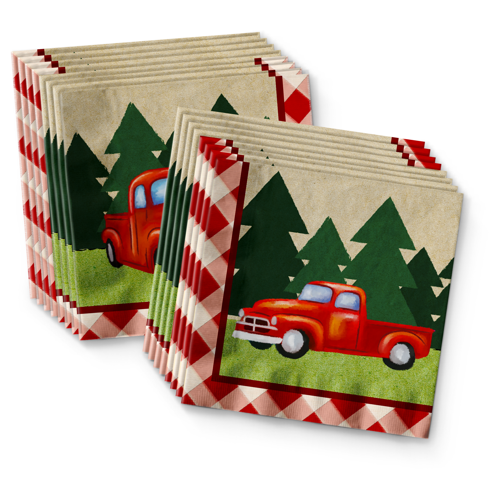 Red Vintage Pickup Truck Birthday Party Tableware Kit For 16 Guests