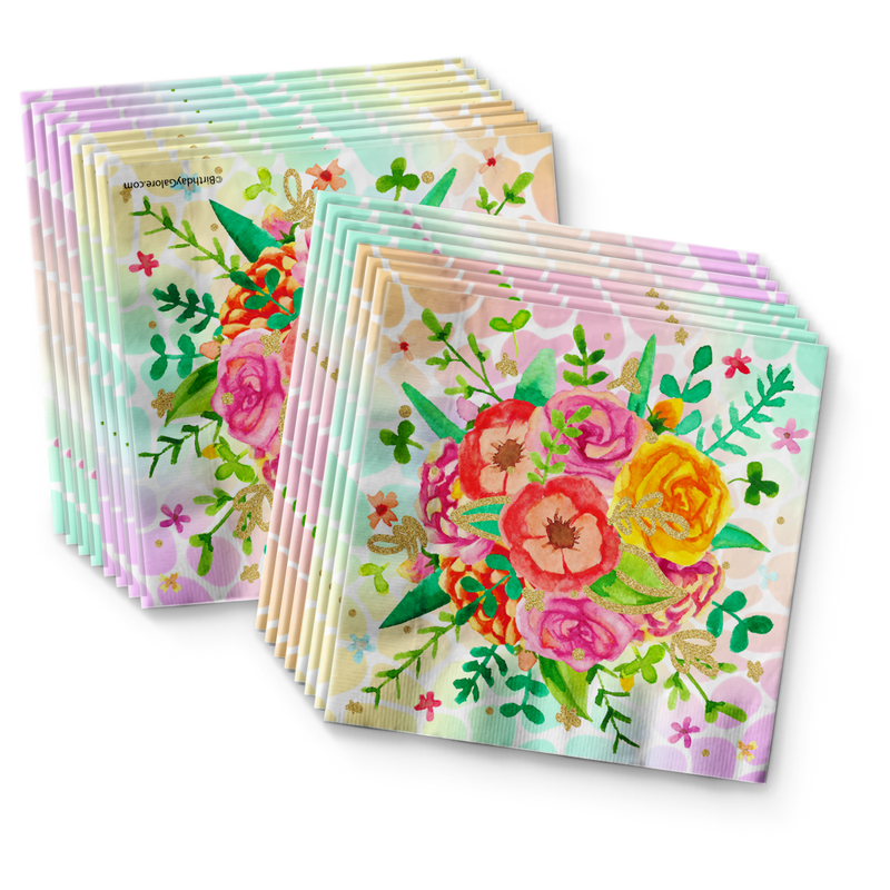 Floral Giraffe Birthday Party Tableware Kit For 16 Guests