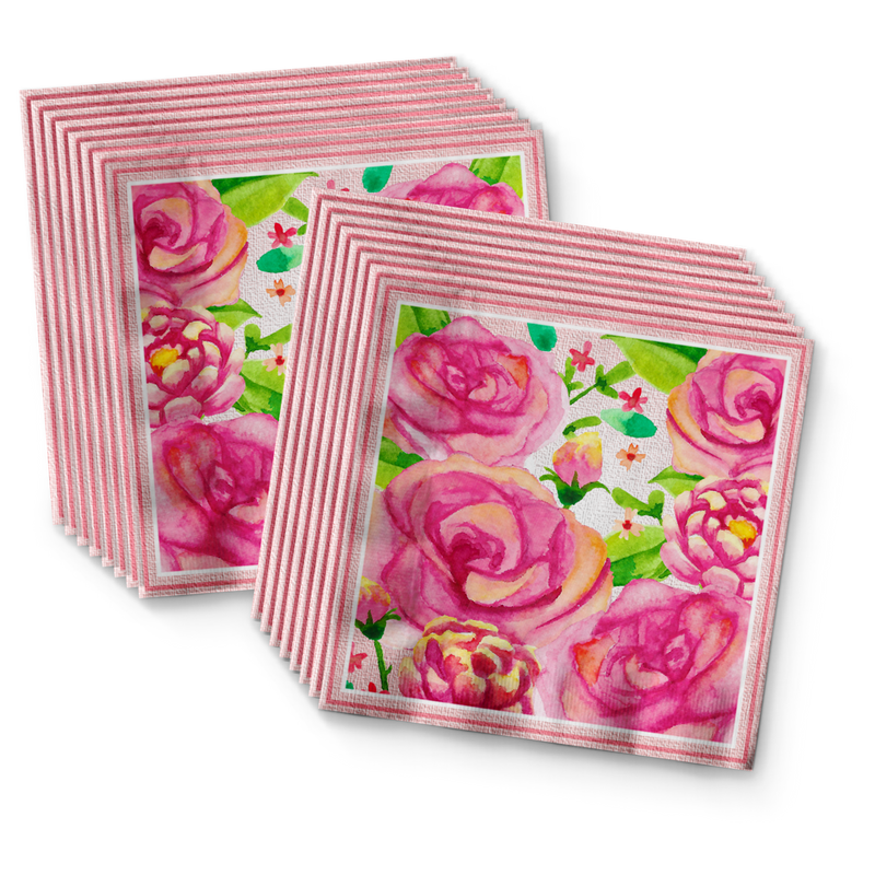 Roses Vintage Floral Birthday Party Tableware Kit For 16 Guests