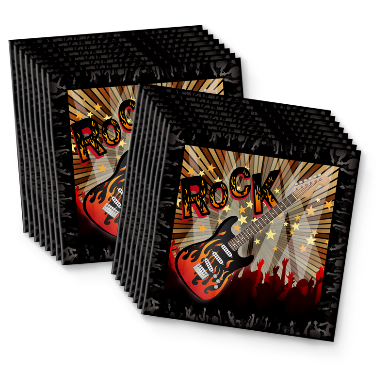 Rock Star Guitar Birthday Party Tableware Kit For 16 Guests - BirthdayGalore.com