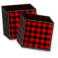 Buffalo Plaid Birthday Party Tableware Kit For 16 Guests