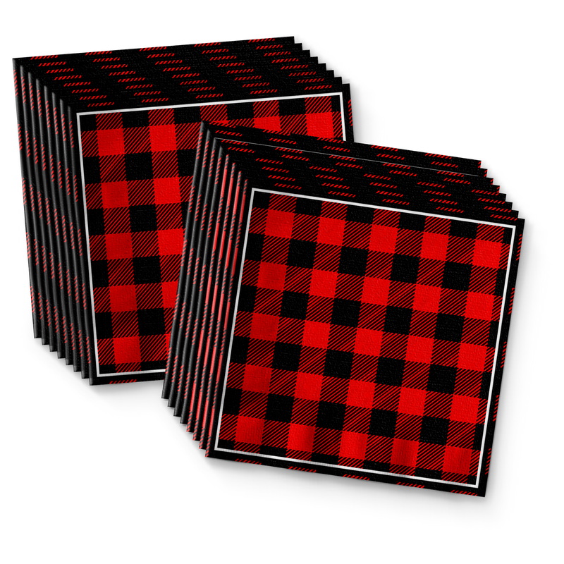 Buffalo Plaid Birthday Party Tableware Kit For 16 Guests