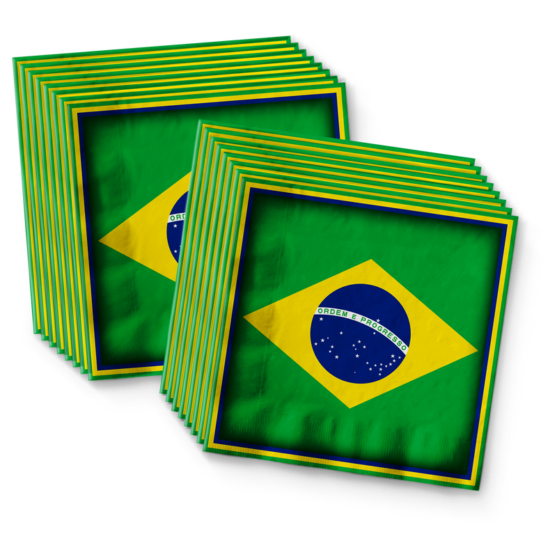 Brazilian Flag Birthday Party Tableware Kit For 16 Guests
