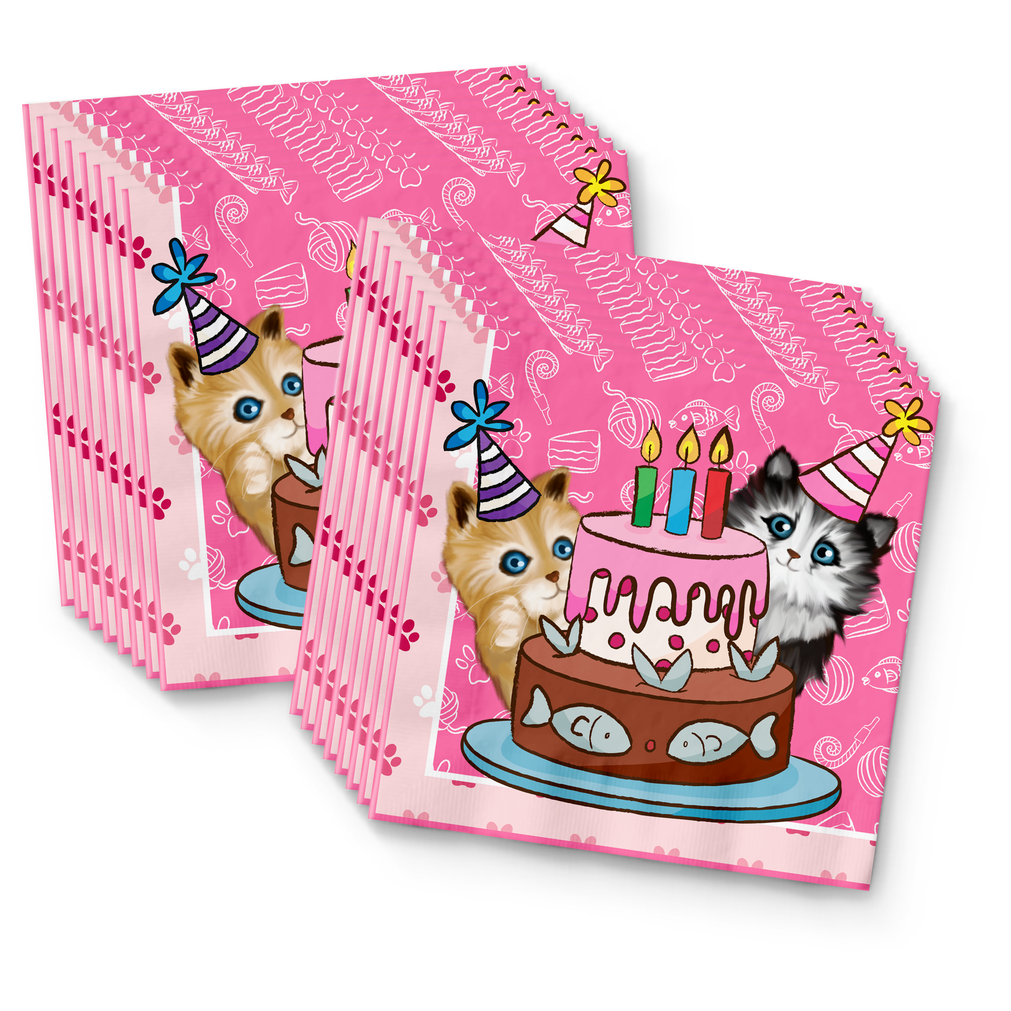 Kitty Cat Kitten Birthday Party Tableware Kit For 16 Guests - BirthdayGalore.com