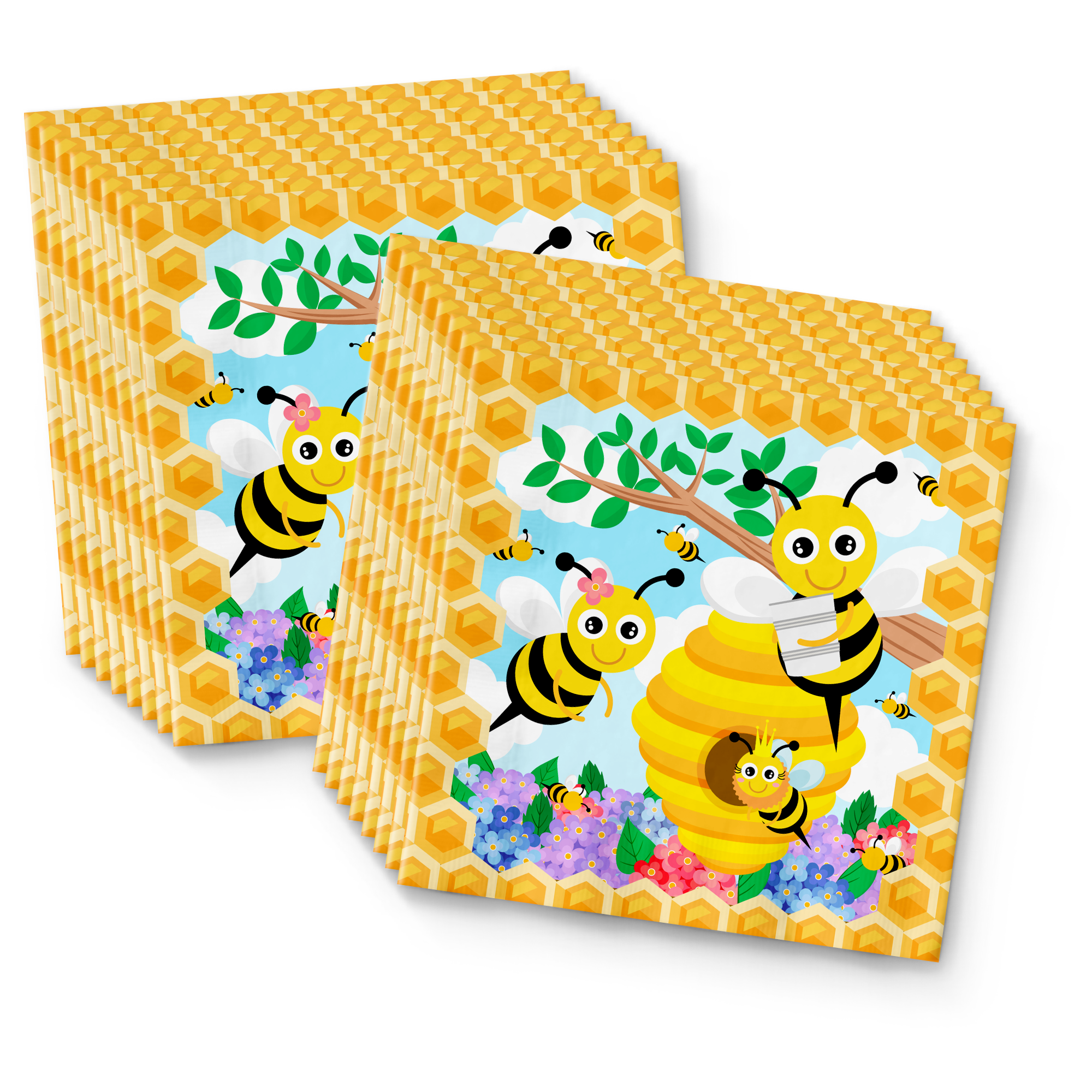 Bee Birthday Party Tableware Kit For 16 Guests - BirthdayGalore.com