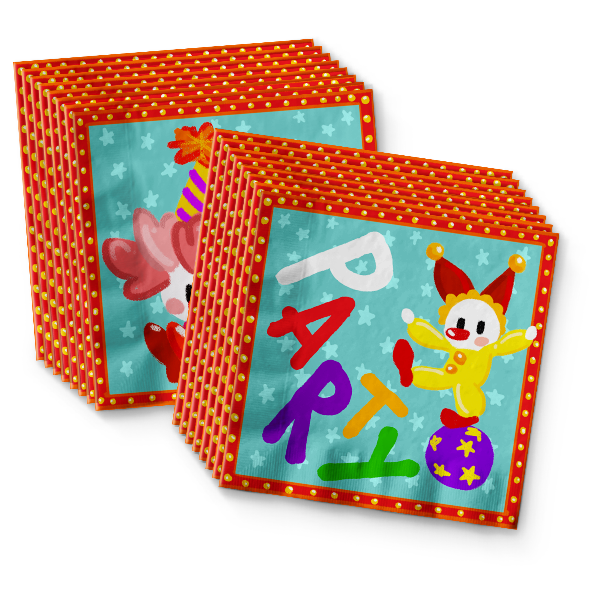 Clown Birthday Party Tableware Kit For 16 Guests