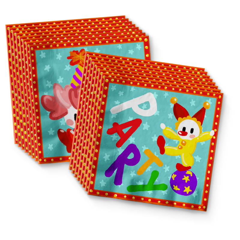 Clown Birthday Party Tableware Kit For 16 Guests