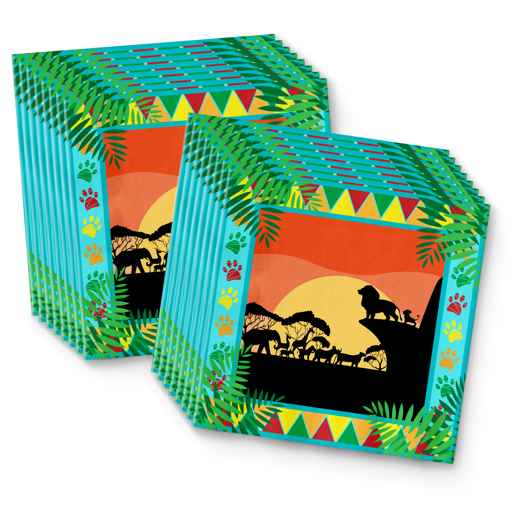 Sunset Safari Animals Birthday Party Tableware Kit For 16 Guests - BirthdayGalore.com