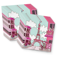 Pink Paris Birthday Party Tableware Kit For 16 Guests - BirthdayGalore.com