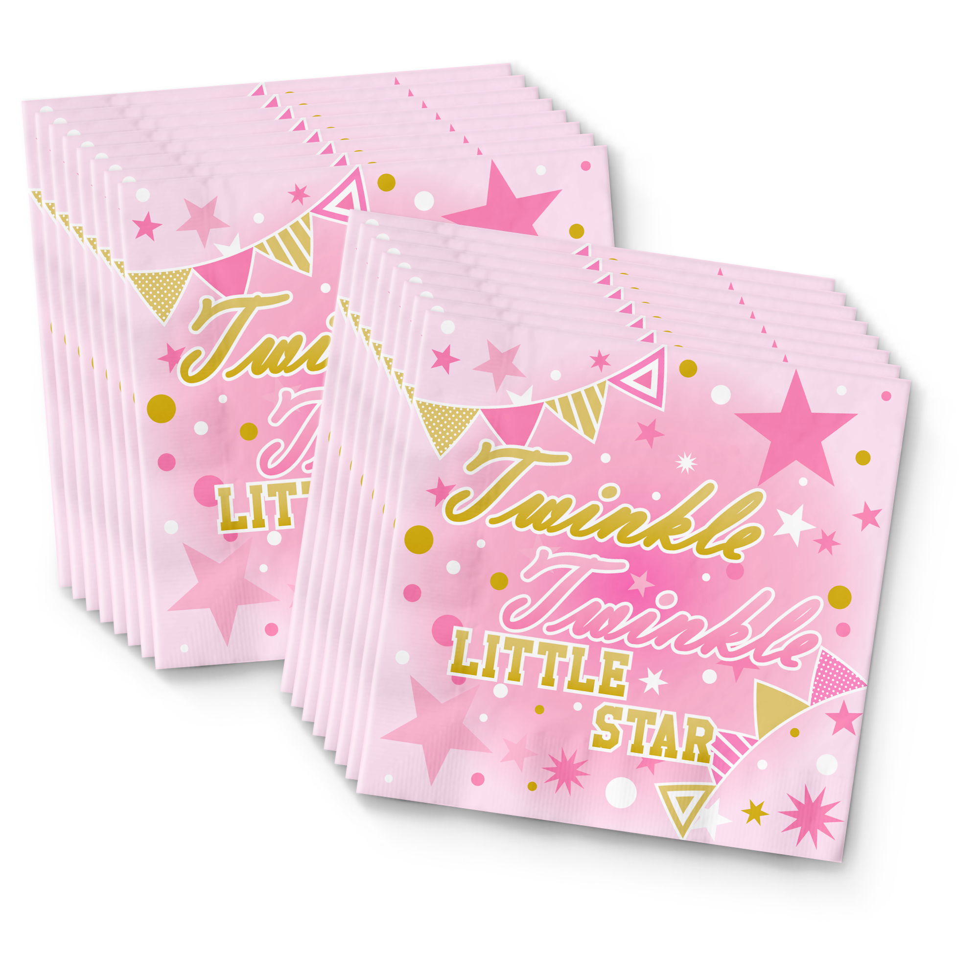 Pink Girl Twinkle Little Star Birthday Party Tableware Kit For 16 Guests - BirthdayGalore.com