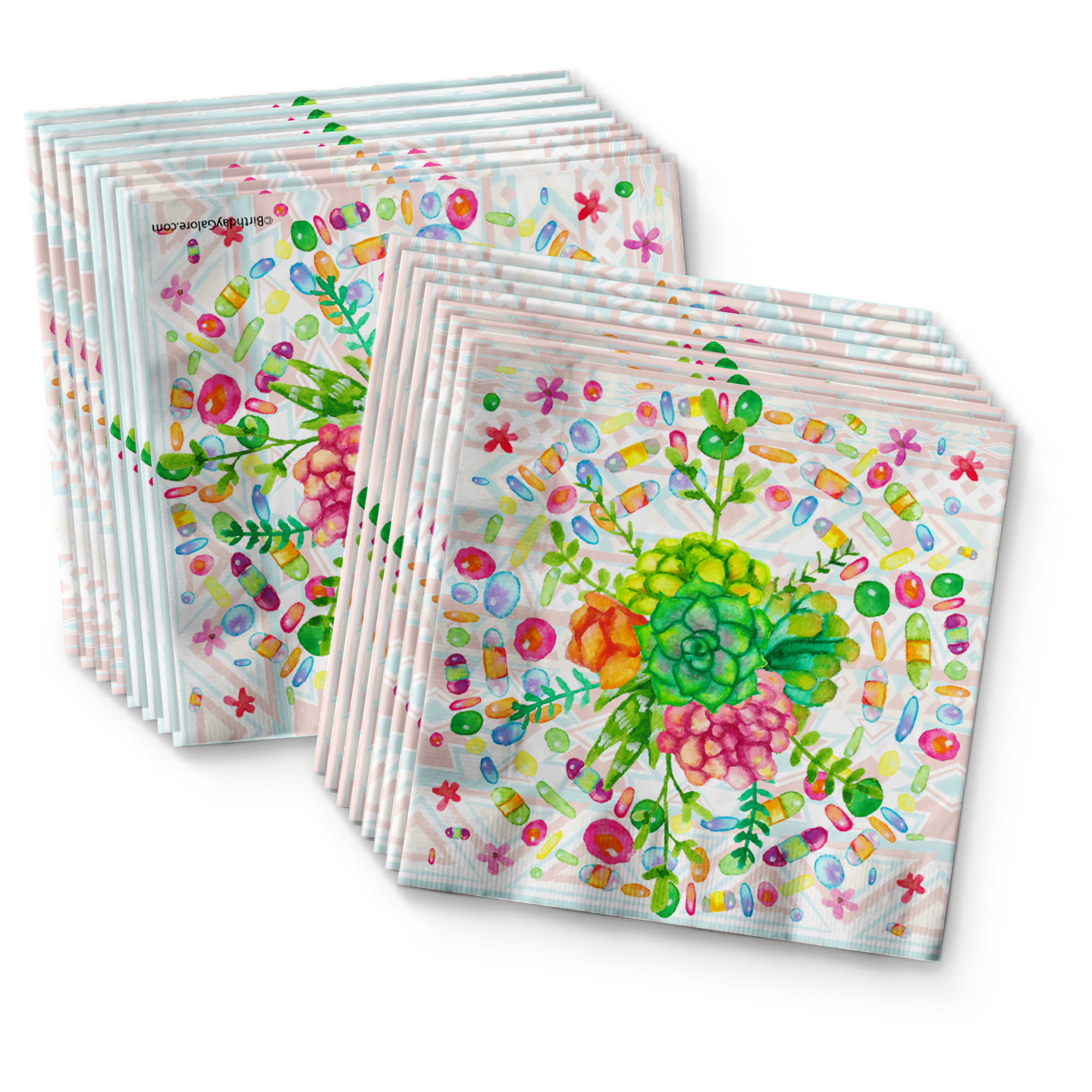 Floral Llama Birthday Party Tableware Kit For 16 Guests