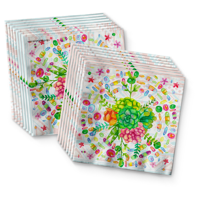 Floral Llama Birthday Party Tableware Kit For 16 Guests
