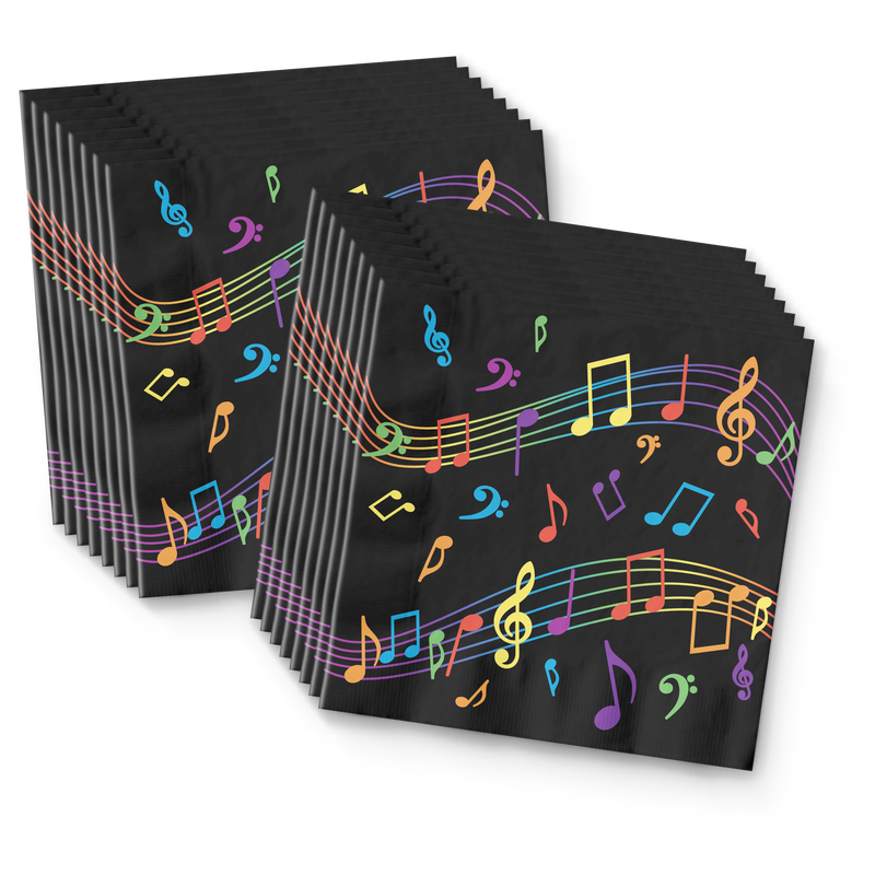 Colorful Music Notes Birthday Party Tableware Kit For 16 Guests - BirthdayGalore.com