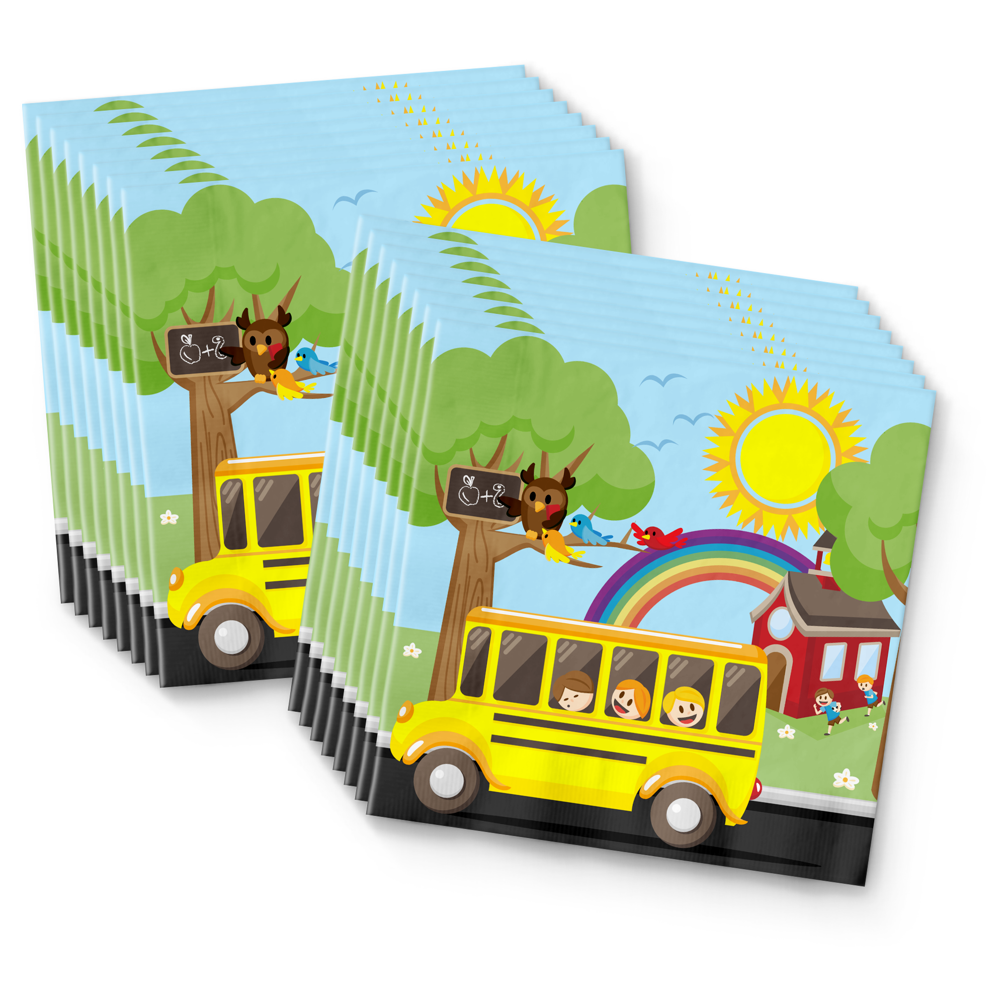 School Bus Birthday Party Supplies Napkins 80pcs Value Pack