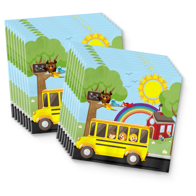 School Bus Birthday Party Supplies Napkins 80pcs Value Pack