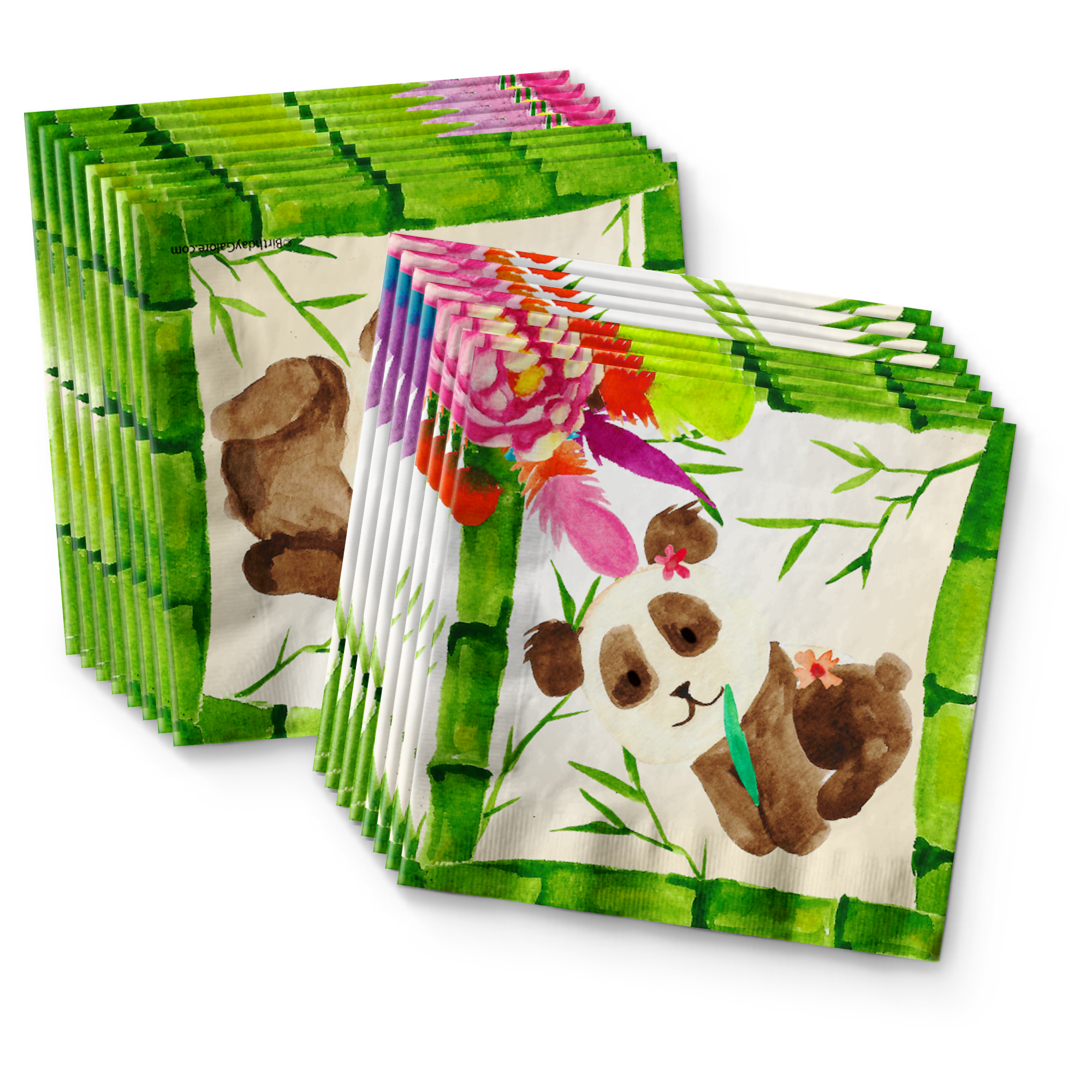 Panda Floral Birthday Party Tableware Kit For 16 Guests