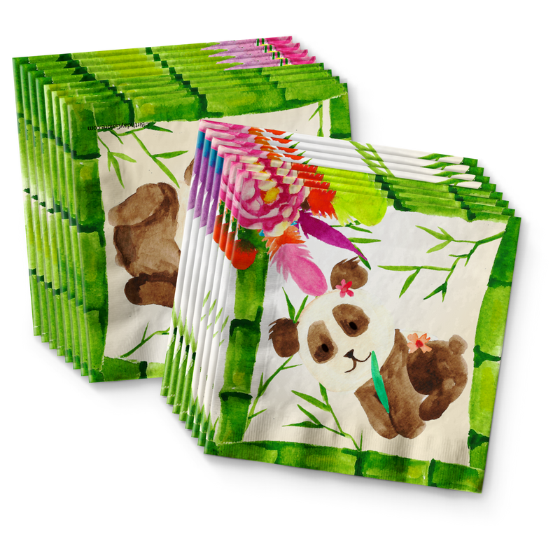 Panda Floral Birthday Party Tableware Kit For 16 Guests