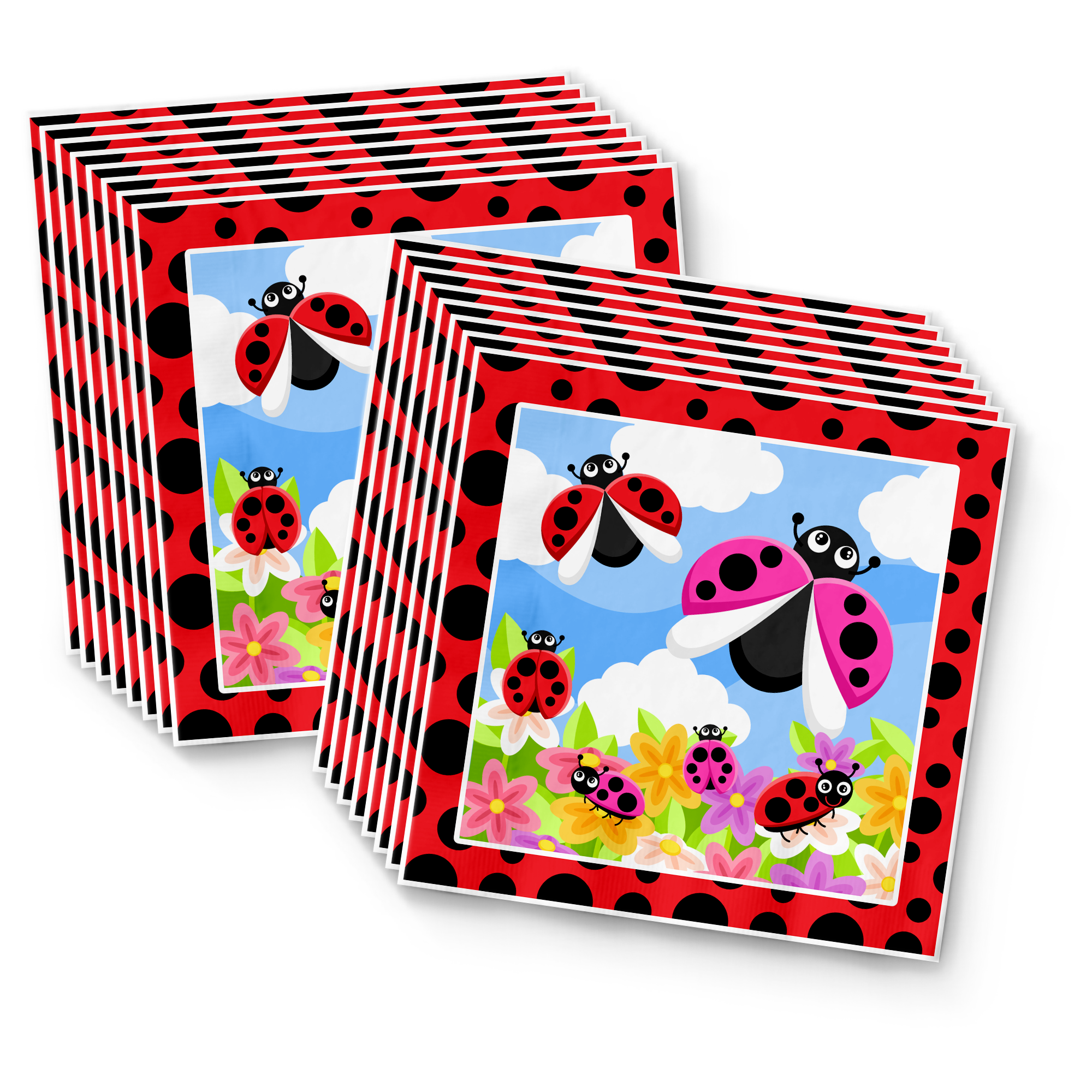 Little Lady Bug Birthday Party Tableware Kit For 16 Guests - BirthdayGalore.com